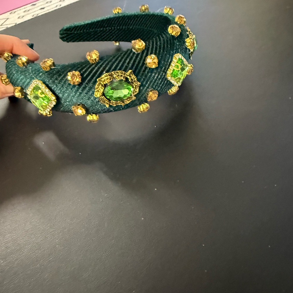 Green Embellished Headband ladies festive emerald green Christmas hair band